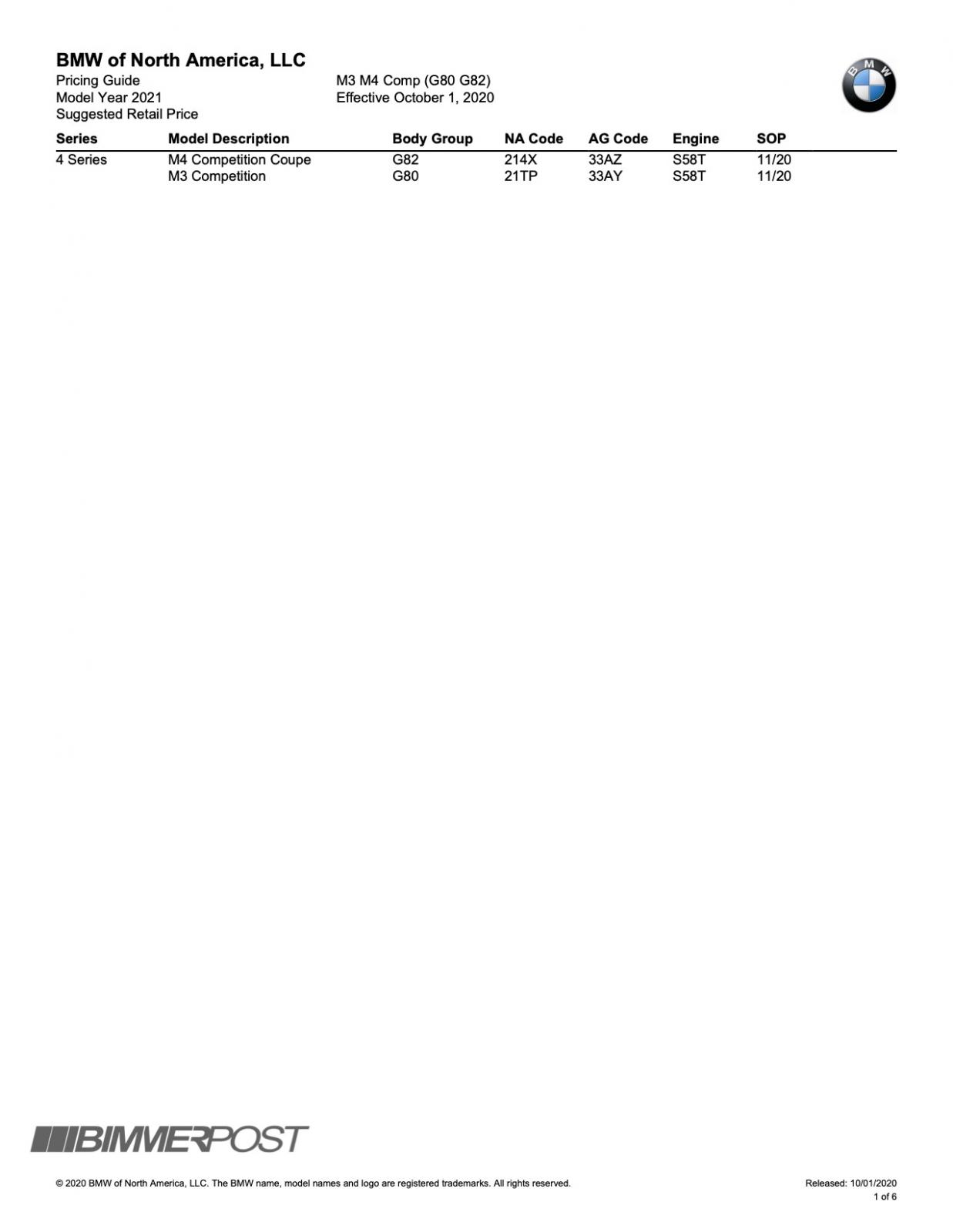 Name:  2021 BMW M3 M4 Comp (G80 G82) Rel 2020-10-01 - PricingGuide_Retail_page_1.jpg
Views: 25711
Size:  64.7 KB